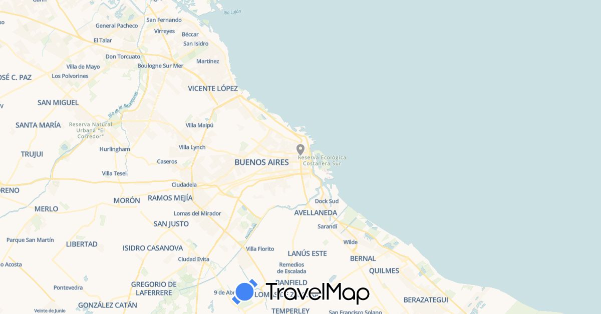 TravelMap itinerary: plane in Argentina (South America)